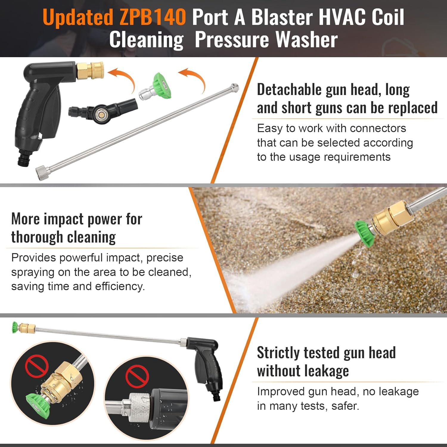 Updated ZPB140 Port A Blaster HVAC Coil Cleaning Sprayer,Portable Coil Jet Cleaner,HVAC Pressure Washer for AC 120V 80W Indoor or Outdoor Cleaning, Flow Rate 4L/min, Working Pressure 0.7-1.0MPa