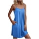 thumbnail image 1 of Camisón de mujer con bolsillos, sin mangas, con pliegues en la parte delantera, cuello redondo, 1 of 6