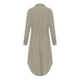 thumbnail image 5 of VSSSJ Womens Casual 3/4 Sleeve Side Split Button Down Long Dresses Cotton Linen Summer Solid Color Crew Neck Tie Waist Flowy Maxi Dress Khaki L, 5 of 8