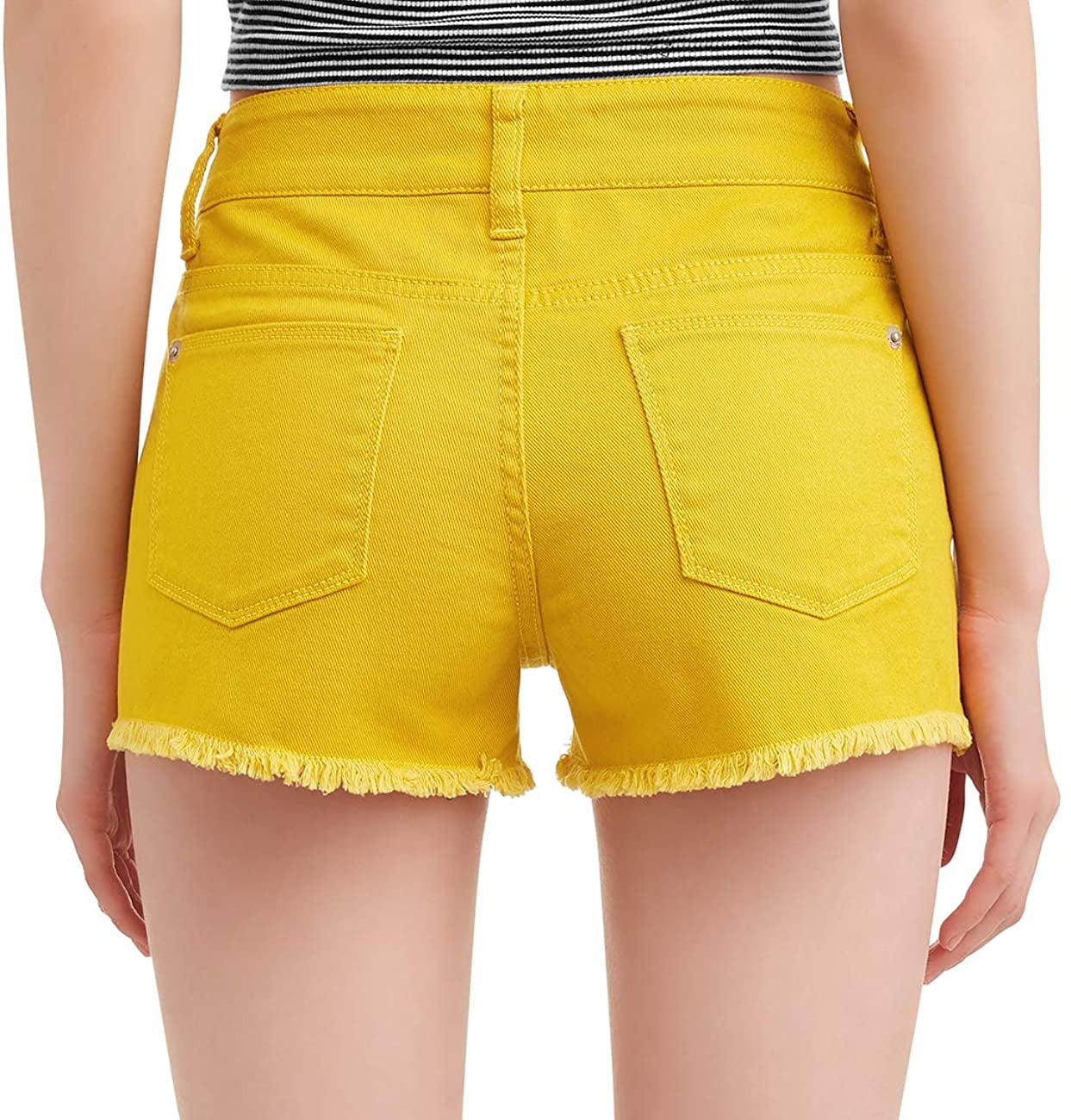 Tiny Cottons fruit-print cotton denim shorts - Yellow