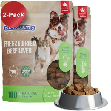 Nutri Bites Beef Liver Treats for Dogs & Cats - 2 Pack (35 oz Total) - High-Protein Freeze Dried Beef Liver Snacks, Single Ingredient, No Additives, Perfect for Training, Sensitive Diets C21
