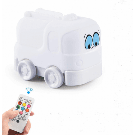 

Cute Car Design Children s Room LED Bedside Lamp Changeable Colors Rechargeable Night Light with Touch Control & Remote Control - Fire Truck
