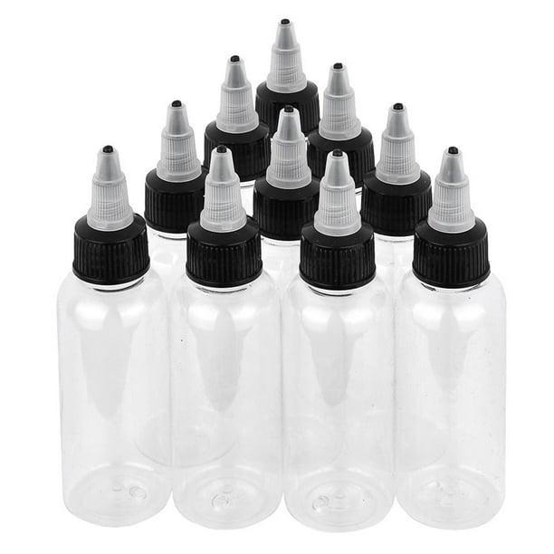 EeaseMX 10 botellas de tinta vacías de 60 ml, botellas de almacenamiento de pigmento transparentes con