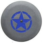 SpareCover - Ocean Blue Distressed Jeep Star Brawny Series 32" Tire Cover for 2018 Wrangler JL with Rear View Camera replaces 82215434