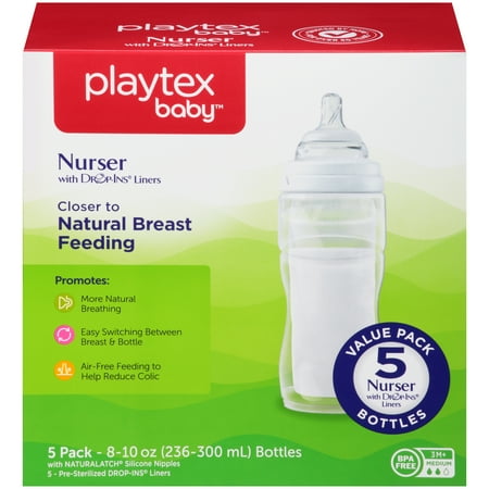 Playtex Baby Premium Nurser Baby Bottles - 8oz, White, 5Pk
