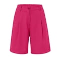 thumbnail image 5 of JIAYUE Women's Shorts Pleated Button Pockets Elastic High Waist Loose Casual Wide Leg Knee-Length Solid Color Trendy Female Bottoms, 5 of 5