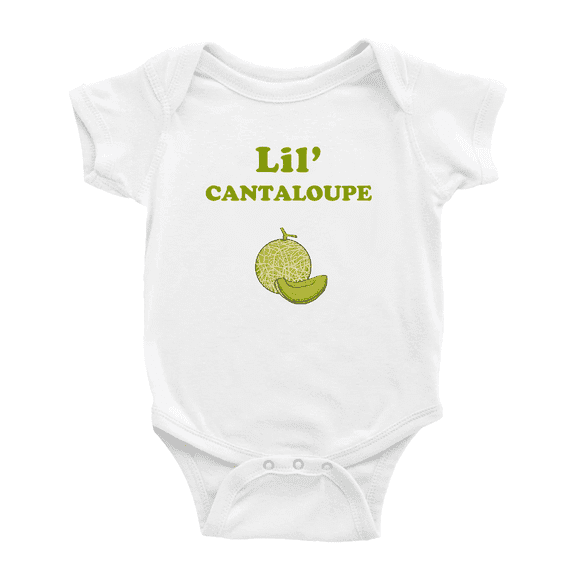 Cute Baby Bodysuit Lil' Cantaloupe Fruit Funny Boy & Gril Baby Jumpsuits Newborn Clothes (White, 0-3 Months)