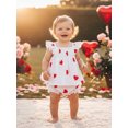 thumbnail image 6 of Gzhioc Infant Baby Girls Valentine's Day Outfits 3 6 12 18 24 Months Heart Print Flying Sleeve Smocked Tops and Ruffled Shorts Summer 2 Piece Set, 6 of 9
