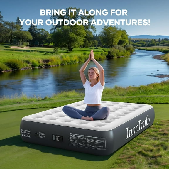 Camping Mattress Full Size with Built-in Pump Inflatable Bed for Home Guest Outdoor