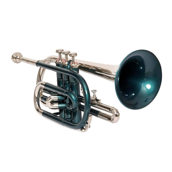 GREEN NICKEL FINISH Bb FLAT CORNET TRUMPET  FREE CASE MOUTHPIECE-78