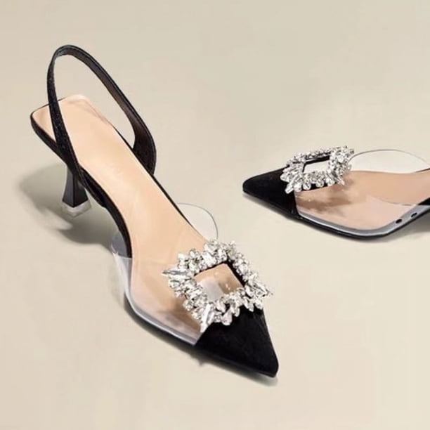 Primavera y otoño moda nuevo banquete Sexy cómodo cristal transparente Color sólido puntiagudos tacones altos de mujer