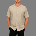 thumbnail image 2 of Ixbnca Big and Tall Men's Short Sleeve Button down Shirts Casual Plain Lightweight Summer Tops for Men, 2 of 7