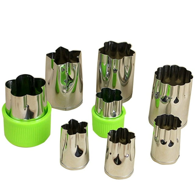 Vegetable Cutter Shapes Set Mini Cookie Cutter Set 8pcs Flower Shape Mini Fruit Cutter Stainless Steel Biscuit Mold Cookie Stamps Mold for Kids Baking and Food Supplement - by