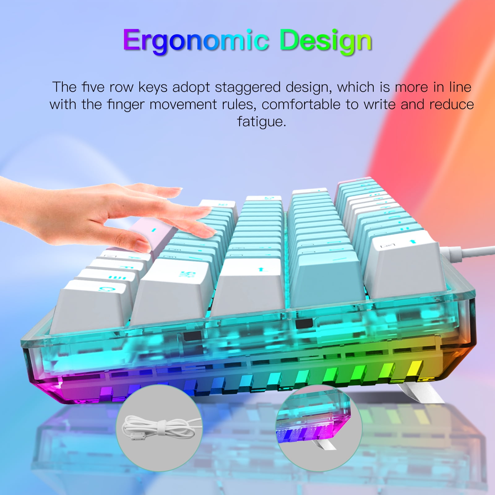 E-YOOSO 60% Mechanical Keyboard, Red Switch Gaming Wired Keyboard with RGB Backlit, Ultra-Compact 60 Percent Computer Keyboard for Windows, Mac OS