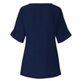 thumbnail image 5 of Pntutb Womens Summer Tops Clearance Irregular Cotton Solid Short Sleeve Blouse, 5 of 6