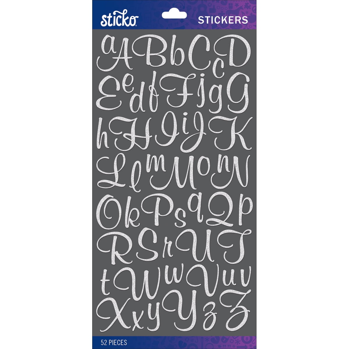 Sticko Alphabet Stickers-White Glitter Script Small - Walmart.com