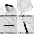 thumbnail image 4 of Chemises Habillées à Manches Courtes pour Hommes Coupe Ajustée Contraste Intérieur Chemises Décontractées à Boutons, 4 of 6
