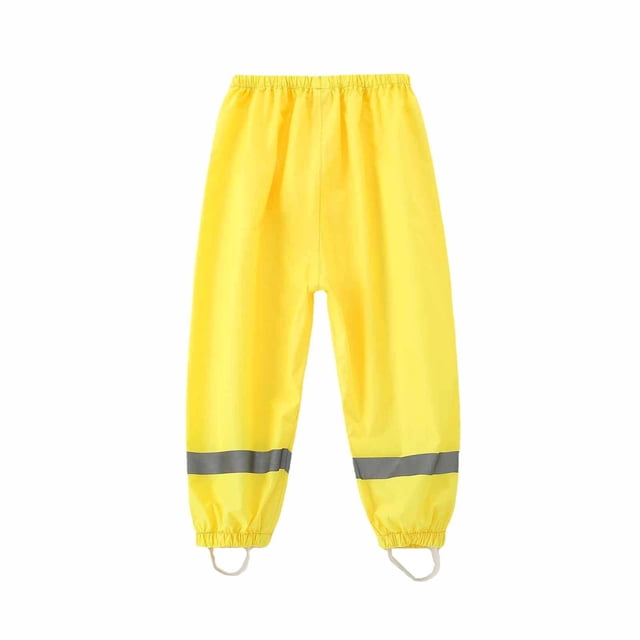 Rain Pants for Kids, Waterproof Polyester with Reflective Cuffs, Elastic Waistband, Adjustable Straps, Four-Season Use, Thin Lightweight Design