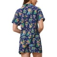 thumbnail image 3 of Women Hawaiian Sets 2 Pieces Floral Button Down Shirt and Shorts Tropical Vacation Beach Casual Outfits 2025 M Royal Blue, 3 of 5
