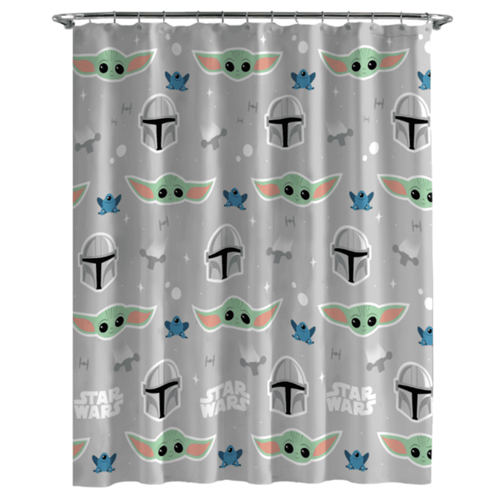 Star Wars Mandalorian Baby Yoda 13 Piece Shower Curtain With Rings Set  72"x72" 