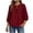 Wine, variant on Ymauqau Babydoll Tops for Women Lantern 3/4 Sleeve Tie Neck Pleated Curved Hem T-Shirts Dressy Casual Tunic Blouses