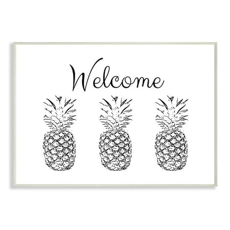 - The Stupell Home Decor Collection Welcome Pineapple Line Drawing Wall Plaque Art