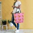 thumbnail image 4 of FORMRS Womens Canvas Tote Bag with Zipper Inner Pocket Shoulder Handbag, Pink Doughnuts, 4 of 7