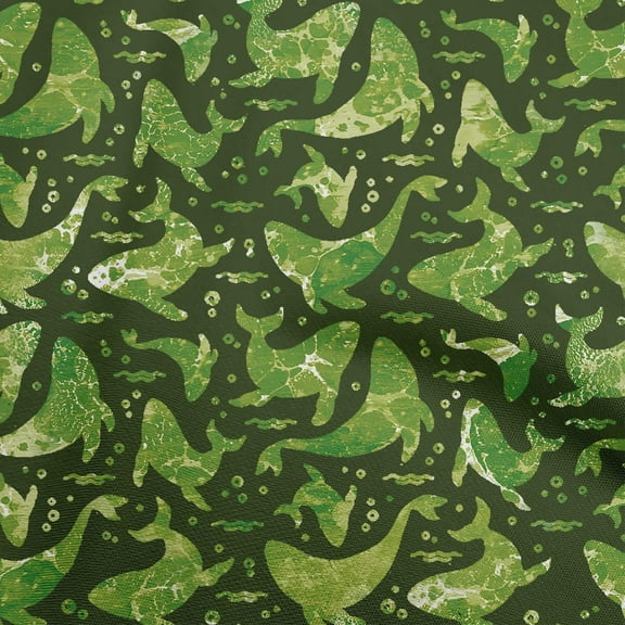 oneOone Silk Tabby Dark Green Fabric Sea Diy Clothing Quilting Fabric Print Fabric By Yard 42 Inch Wide