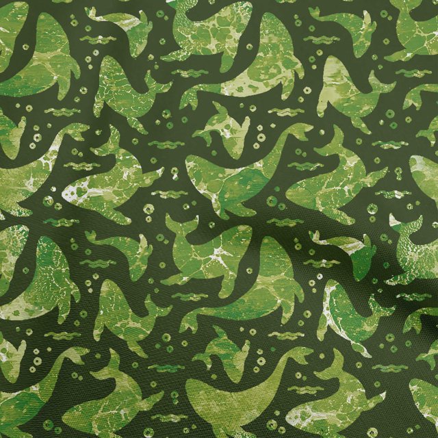 oneOone Tissu Polyester Spandex Vert Foncé Matériel de Robe de Mer Tissu Imprimé Tissu au Mètre 56 Pouces de Large