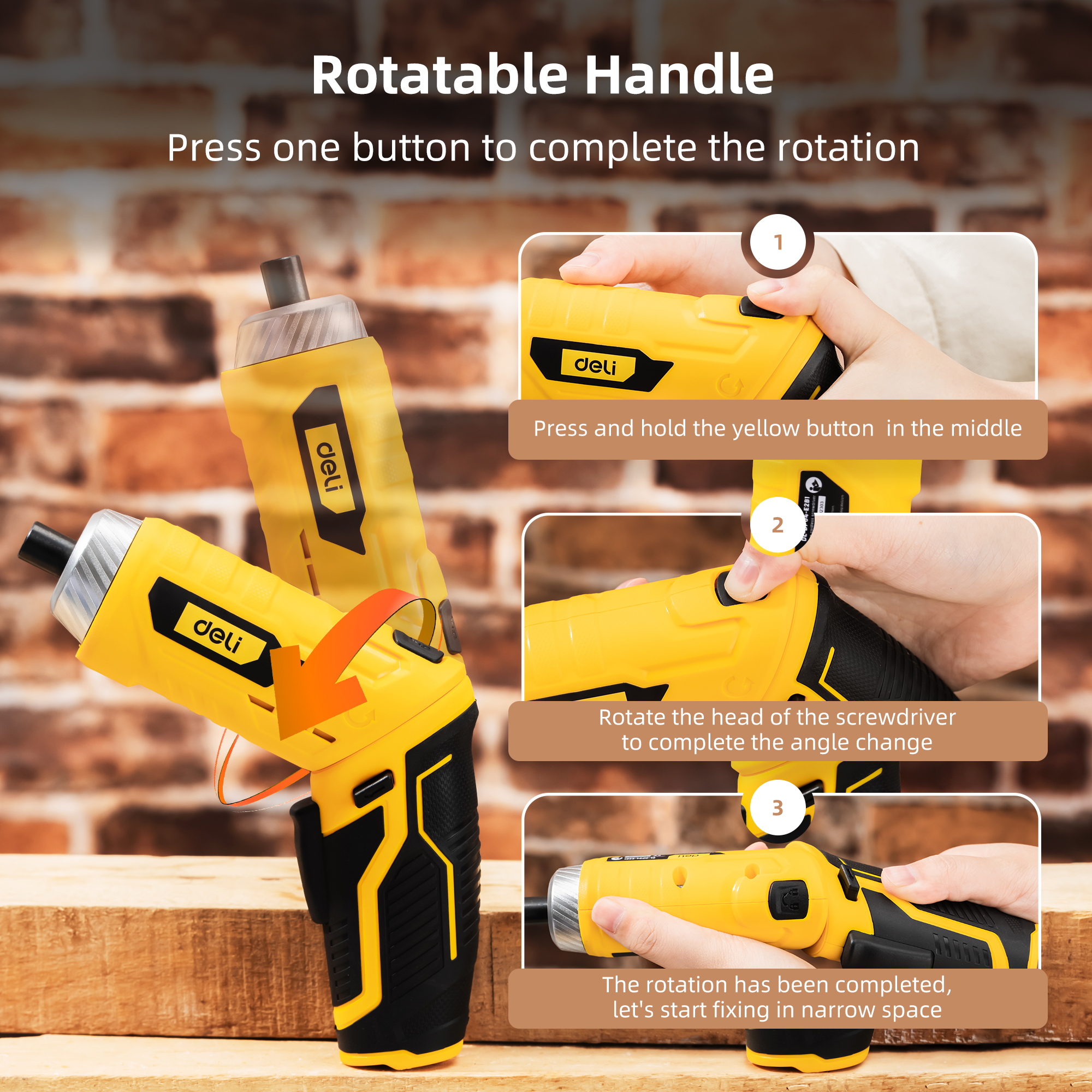 Deli 3.6V USB Cordless Electric Screwdriver Set, 11-Piece photo 5