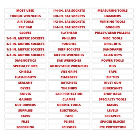 

Toolbox Organizational Magnetic Rounded Labels Ultimate Set by DCM Solutions (Red Inverted 0.5 H x 4.5 W)