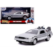 Jada JA30541 DeLorean DMC Time Machine Silver Back to the Future Part II 1989 Movie Hollywood Rides Series 1 by 32 Diecast Model Car