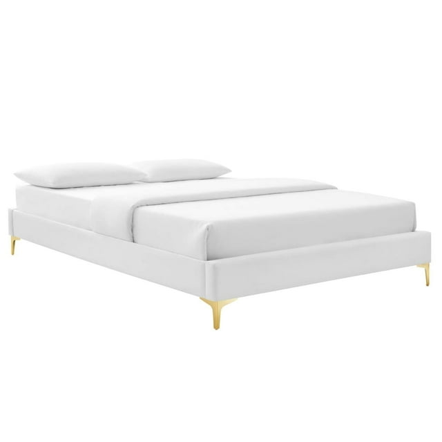 Modway Sutton Queen Modern Performance Velvet Bed Frame in White