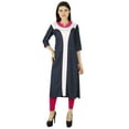 thumbnail image 2 of Bimba Kurta Bleue Kurti Style Chic Contemporain Blouse Indienne Décontractée, 2 of 6
