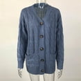thumbnail image 6 of VISALY Long Cardigans Button Down Cardigans Womens Patchwork Cardigan Long Sleeve Open Front Knit Sweaters Coat Pockets Crochet Cardigan Baggy Cardigan Blue L, 6 of 9