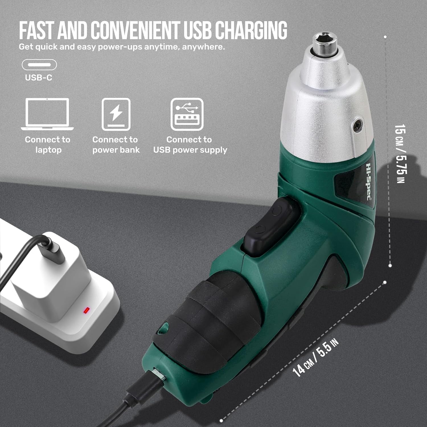 General 3.6V Cordless Electric Screwdriver Set with Interchangeable Bits, Green