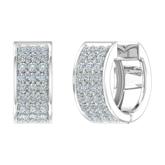 1/2 Carat Diamond Huggies Earrings in 14K White Gold