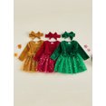 thumbnail image 3 of RUINIXCW Baby Girl Christmas Dress Star Print Long Sleeves Dress with Bow Headband, 3 of 8