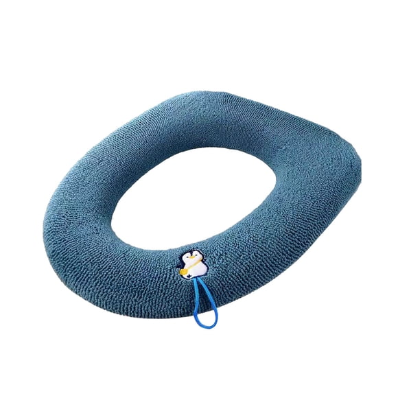 Toilet Seat Cover, Universal O-Shape Knitted Toilet Seat Cushion Washable and Comfortable, Outer 35cm/13.77in Inner 12cm/4.72in Blue Summer Season Use