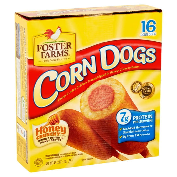 Foster Farms Honey Crunchy Chicken Corn Dogs, 42.72 oz, 16 Ct (Frozen
