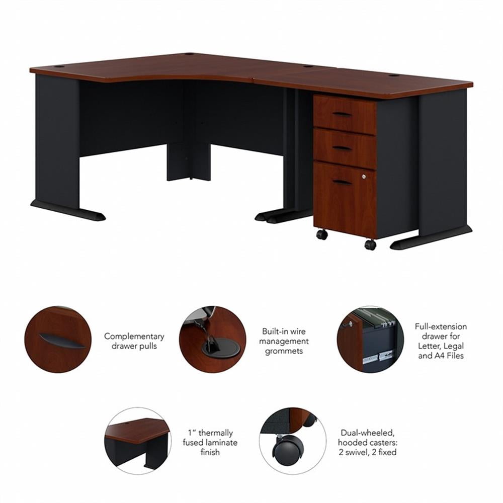 Series A 83" L Shaped Excecutive Desk in Hansen Cherry - Engineered Wood