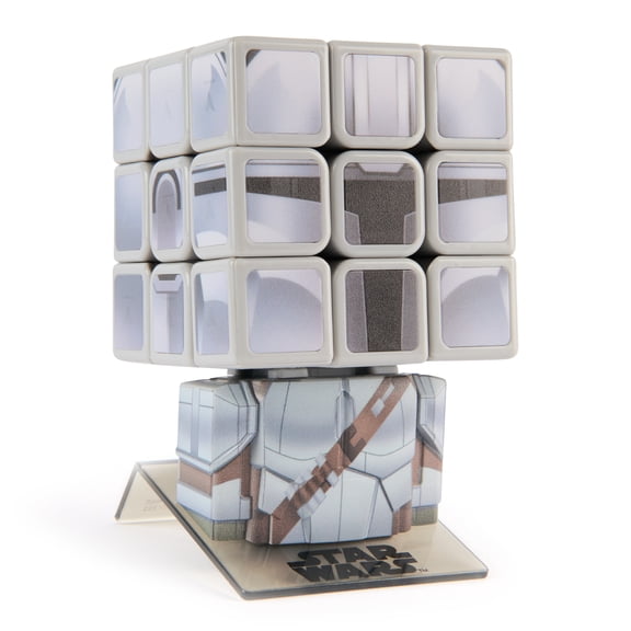 Rubik’s Cube, Star Wars Mandalorian Cuber with Display, The Mandalorian Problem-Solving Brain Teaser, Classic Color-Matching Puzzle, Fidget Toy for Kids, Collectible Star Wars Toy, for Ages 8 & Up