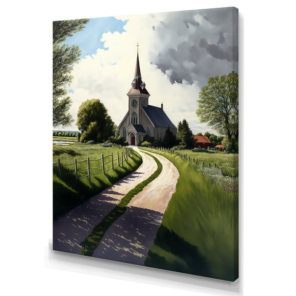 Designart Winding Path To Church I Canvas Wall Art