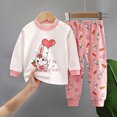 thumbnail image 2 of UAYOTSE Girls Soft Warm Pajama Set Toddler 3 6 12 18 Months 2T 3T 4T 5T fit Pjs Breathable Fall Baby Home Clothes Long Sleeve Size 6-12 Months, 2 of 4