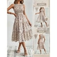 thumbnail image 2 of Women Floral Print Ruffle Crew Neck Sleeveless Midi Dress Fashion Casual Dress., 2 of 6