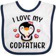 thumbnail image 3 of Inktastic I Love My Godfather with Cute Penguin and Hearts Girls Baby Bib, 3 of 4