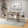 thumbnail image 4 of 72" Bar Height Table, Rectangular Bar Table, Storage Table, Wood Counter Height Table for Living Room, Brown, 4 of 5