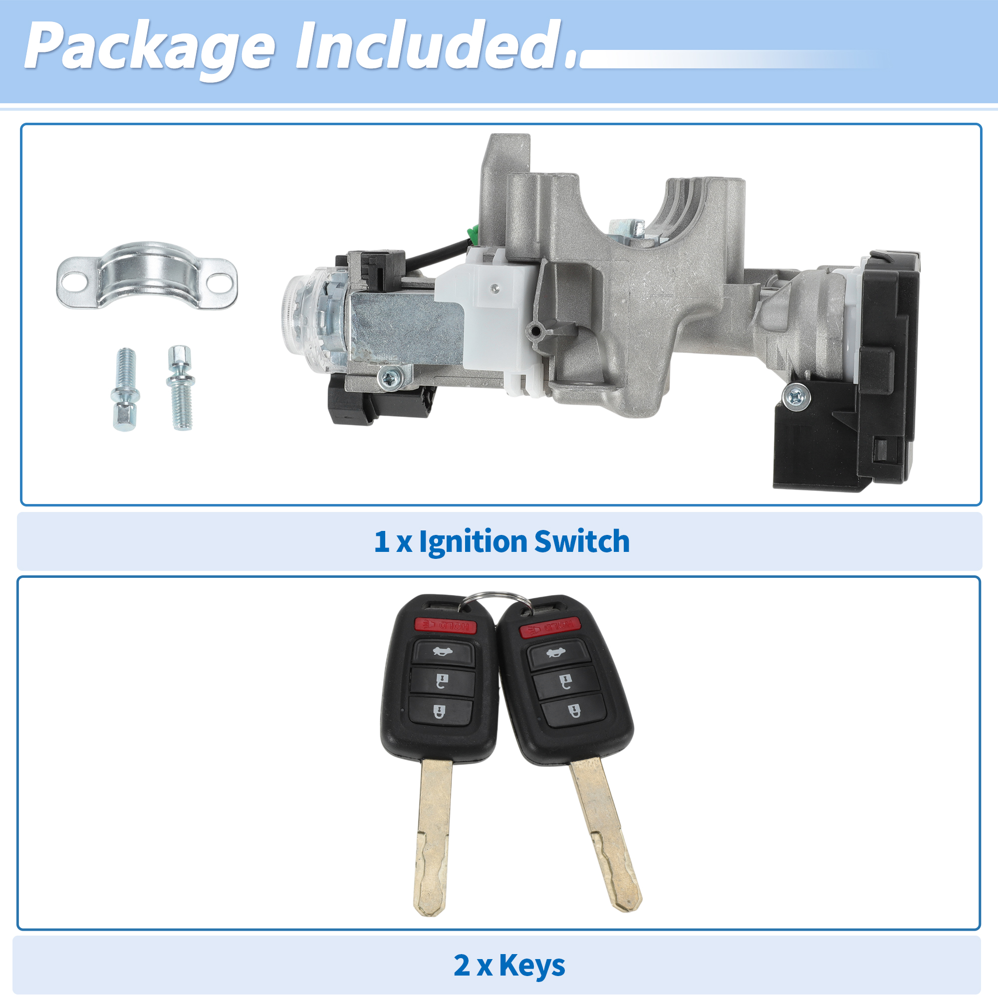 Unique Bargains Ignition Lock Cylinder with 2 Key for Honda Civic 1.8L L4 2014 2015 Ignition Switch Cylinder Barrel Lock No.06351T6PH01/06351-T6P-H01 Set