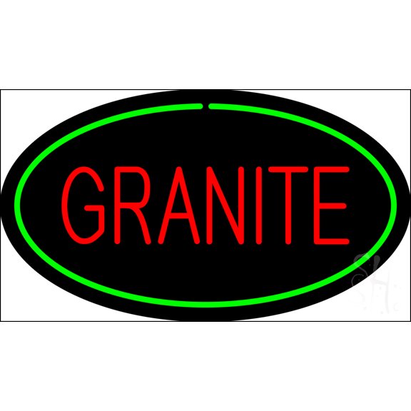 Granite Oval Green LED Neon Sign 13 x 24 - inches Black Square Cut Acrylic Backing, with Dimmer - Premium built indoor Sign for Storefront, Store interior, Exhibition, Decor.