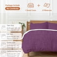 thumbnail image 6 of 3 Piece Purple Burlap Texture Duvet Cover Set Queen Size, Microfiber Comforter/Quilt Cover with Corner Ties and 2 Pillowcases, Farmhouse Vintage Purple All Season Soft Bedding with Zipper Closure, 6 of 8